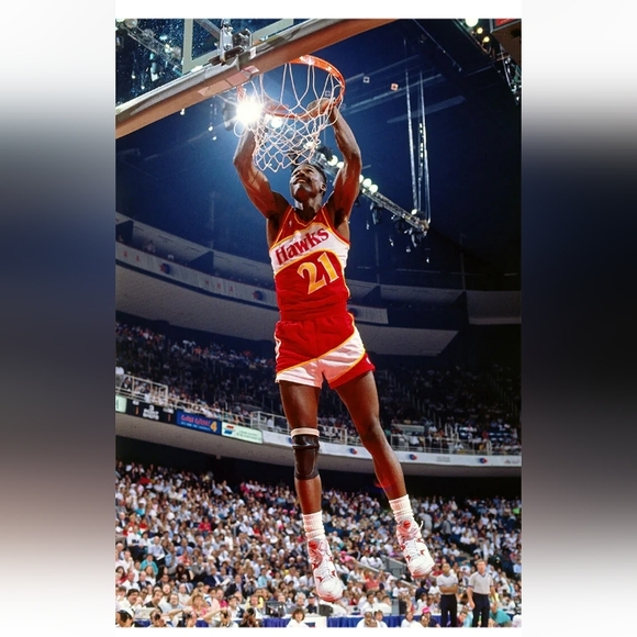 DOMINIQUE WILKINS HAWKS SLAM DUNK OLD SCHOOL GLOSSY 8.5x11 BASKETBALL POSTER!🔥 - Picture 1 of 3